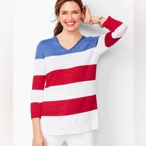 Talbots Flag Stripe Linen Sweater NWT SIZE L